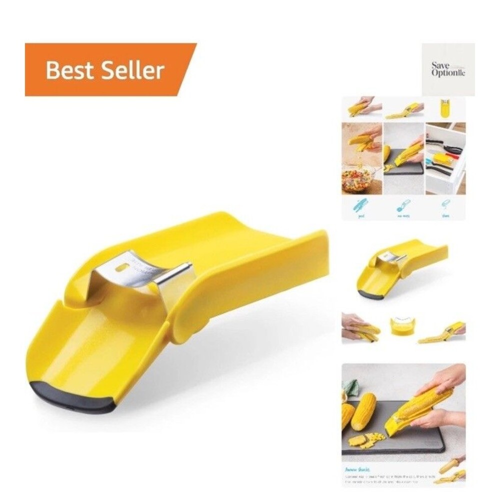 Corpeel No-Mess Corn Cob Peeler | Fold-out chute guides kernels into neat pil...